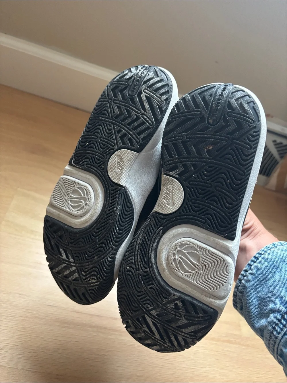Nike Kids Black and Gold Basketball shoes